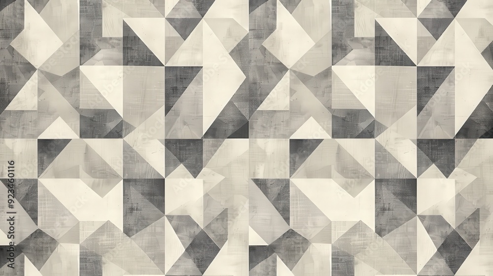 Poster an elegant pattern featuring a series of interlocking triangles and rectangles.