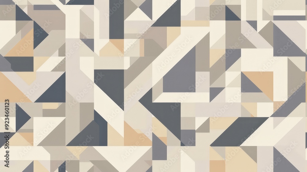 Poster an elegant pattern featuring a series of interlocking triangles and rectangles.