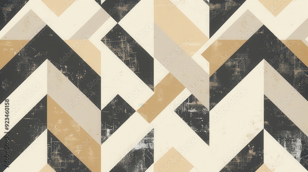 Poster an elegant pattern featuring a series of interlocking triangles and rectangles.