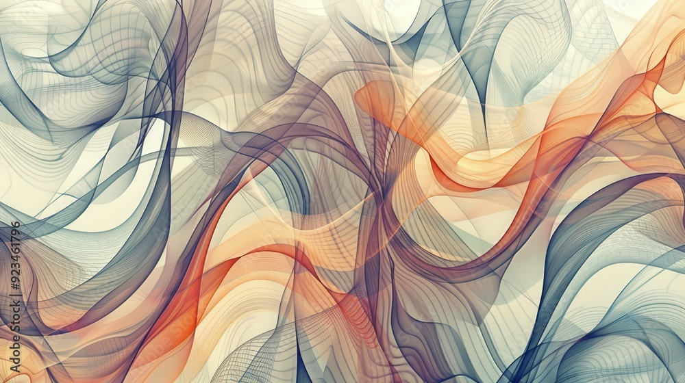 Poster an intricate line pattern showcasing overlapping, curved lines that create a complex, abstract desig
