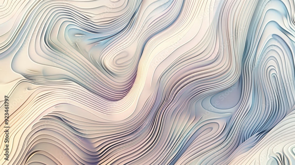 Poster an intricate line pattern showcasing overlapping, curved lines that create a complex, abstract desig