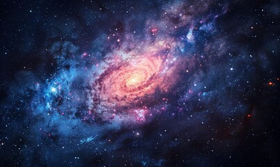 Obraz premium The cosmic tapestry of the Triangulum Galaxy, M33, a sprawling spiral galaxy adorned with clusters of young stars and nebulae