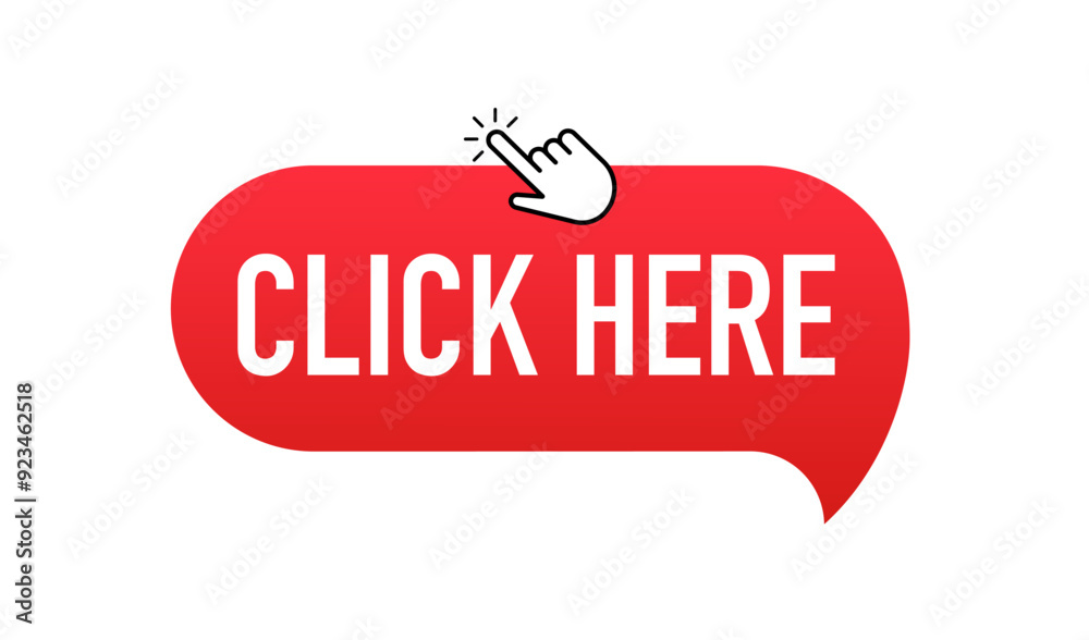 Poster click here button with arrow pointer. computer mouse cursor icon. cursor click, pointing hand clicki