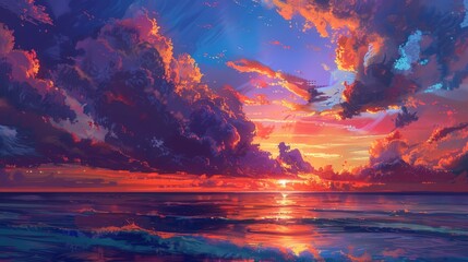 As the sun begins its descent, the sky transforms into a masterpiece of vibrant hues