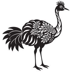 oral emu bird silhouette vector illustration on a white background