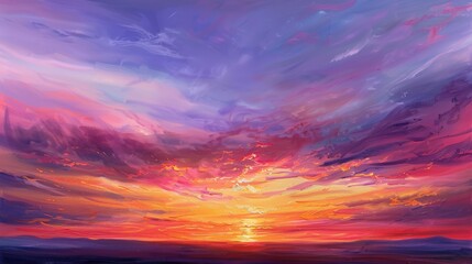 Obraz premium As the sun begins its descent, the sky transforms into a masterpiece of vibrant hues