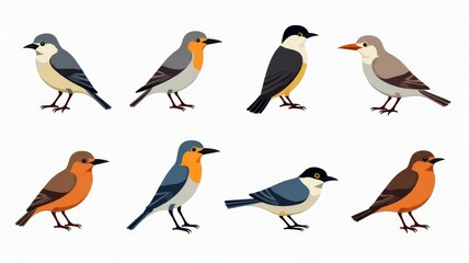 Colorful Illustration of Different Bird Species Perfect for Nature Projects and Educational Use