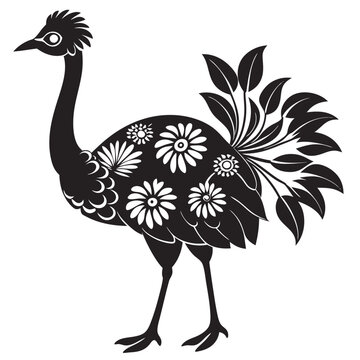 recommend clip art: oral emu bird silhouette vector illustration on a white background
