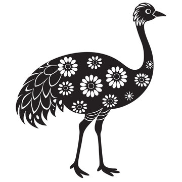 recommend clip art: oral emu bird silhouette vector illustration on a white background