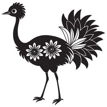 recommend clip art: oral emu bird silhouette vector illustration on a white background