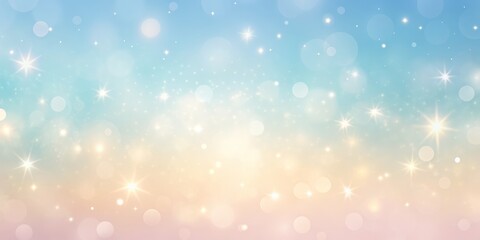 Obraz premium Soft, serene digital paper backdrop featuring a gradient pattern of gentle, blended pastel hues in shimmering shades of pale pink, baby blue, and creamy yellow.