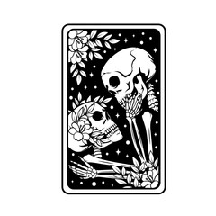 Skull Lover Card | Relationship Goal | Death Love | Floral Skeleton | Floral Dead Lover | Tarot Card | Skeleton Lover | Dead Lover | Original Illustration | Vector and Clipart | Cutfile and Stencil
