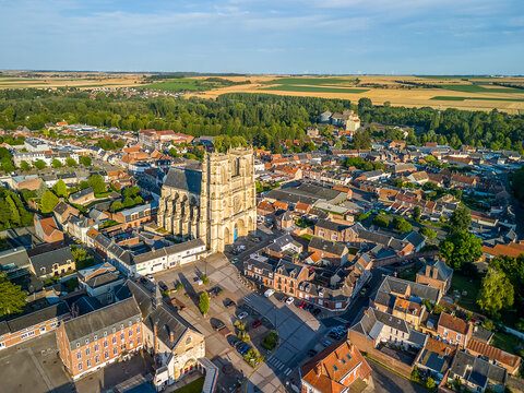 Aerial View of Corbie, Hauts-de-France, France 