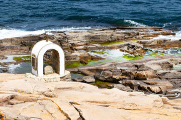 Iconostasis of St. Peter and St. Nicholas on the shore near the port of Chernomorets, Province of Burgas, Bulgarian Black Sea coast