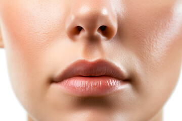 Naklejka premium Woman's nose close up front view isolated on white background