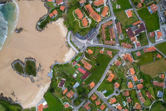 Aerial view of Playa de las C&aacute;maras on north of Spain
