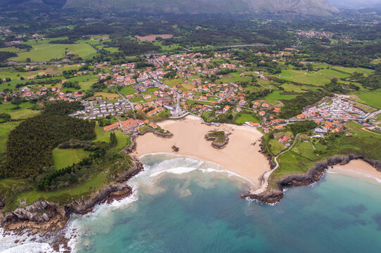 Aerial view of Playa de las C&aacute;maras on north of Spain
