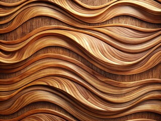 Natural abstract wooden waving wave wall texture featuring organic brown tones with intricate patterns, ideal for backgrounds, banners, and wall art designs.