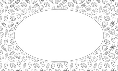 food and beverage frame in doodle style frame background
