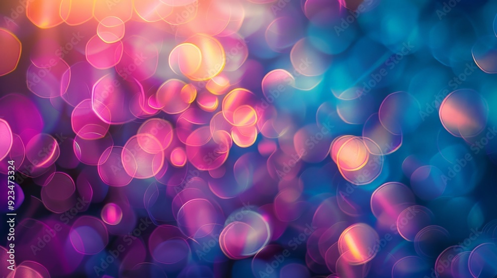 Leinwandbilder A mesmerizing abstract display of bokeh blur with vibrant, colorful lights, creating a dreamy visual experience filled with soft, circular light patterns and warm hues.