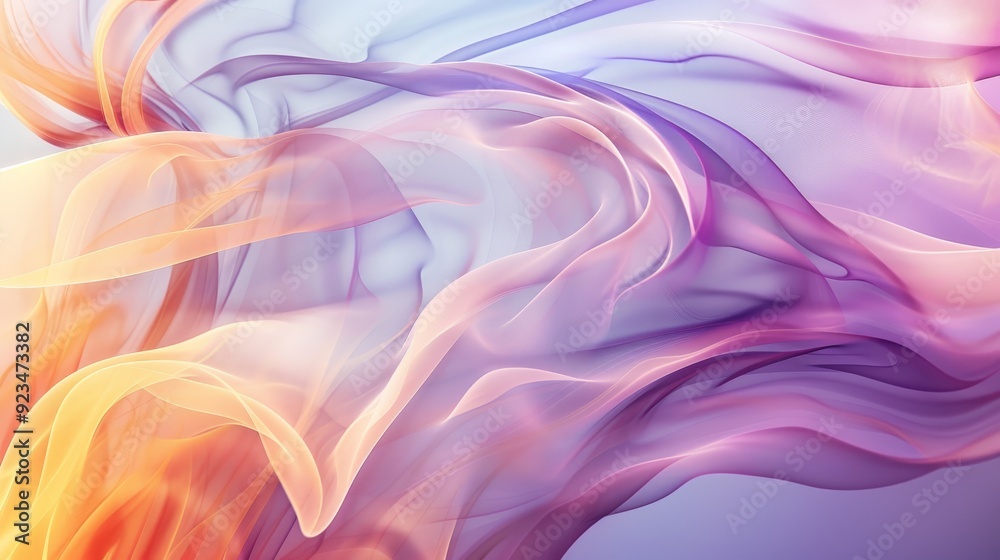 Fototapete This image captures soft, flowing ribbons of color that weave together to create a serene and calming design, ideal for backgrounds or artistic and creative projects.