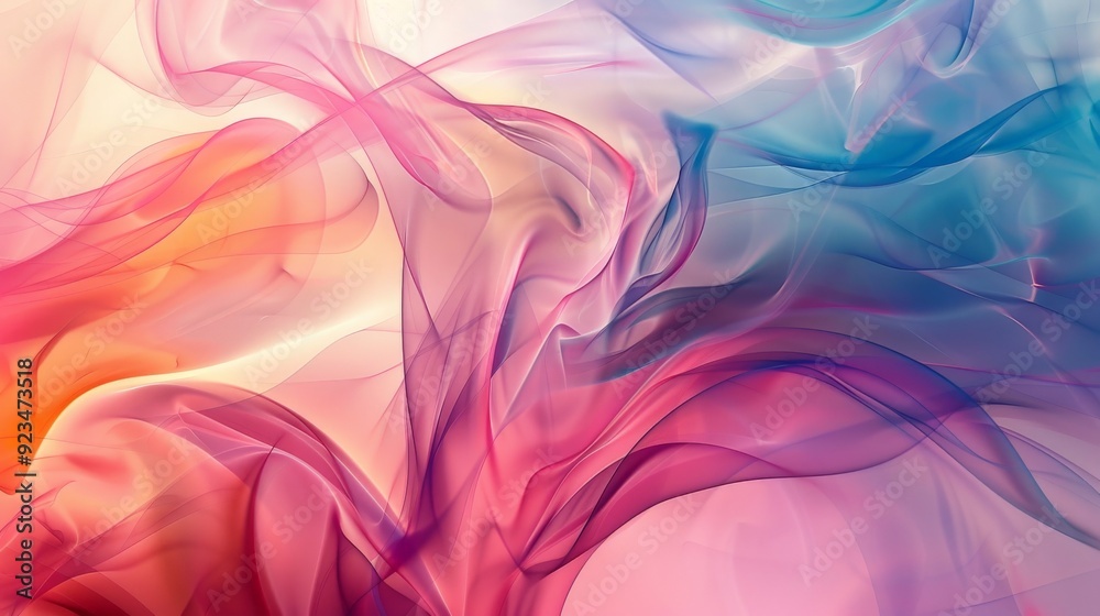 Aufkleber A vibrant abstract image featuring swirling patterns created by dynamic fluid movements in various shades of pink, purple, and blue, demonstrating fluid dynamics.