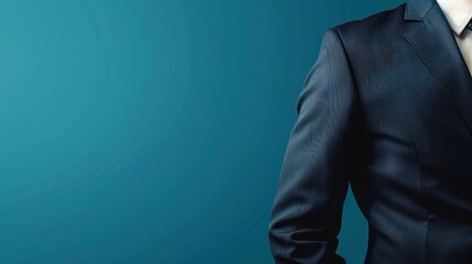 Businessman in Suit Against Blue Background