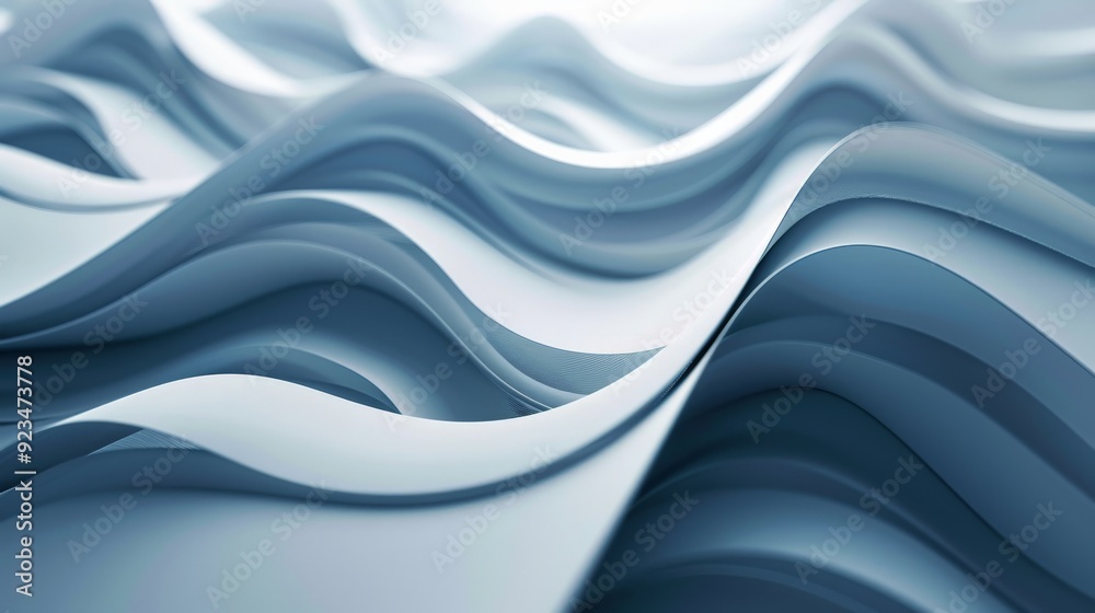 Aufkleber a serene and minimalistic image featuring monochromatic wave patterns and folds in pastel blue shade