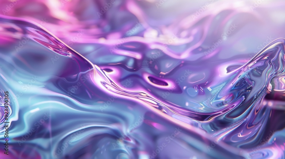 Aufkleber a mesmerizing depiction of fluid organic shapes in iridescent pastel colors, showcasing a unique ble