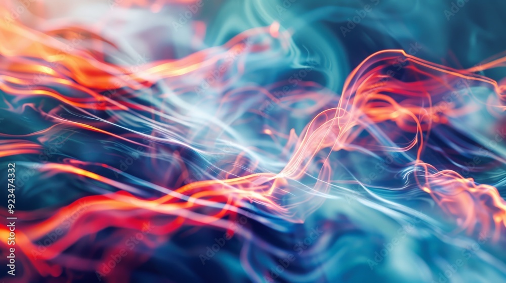Poster Swirling lines in vivid colors create a dramatic display with luminous light effects, exuding energy and movement in this abstract representation.