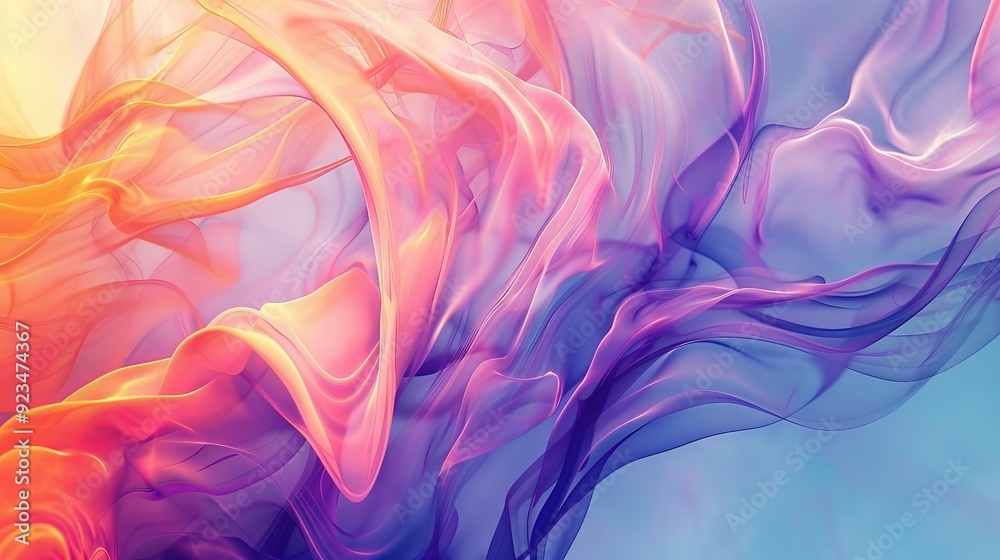 Poster this image features a vibrant, swirling abstract composition with a mix of warm reds, oranges, and c