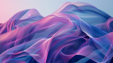 Fototapeta premium An elegant digital creation showcasing delicate sheer fabric-like forms in soothing pink and blue shades, evoking a sense of fluidity and calm in an abstract manner.