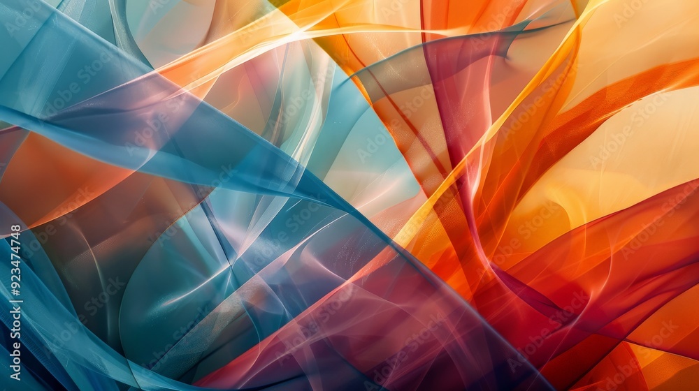 Poster An image featuring intersecting blue and orange lines, creating an abstract art piece filled with geometry and vibrant colors, representing energy and creativity.