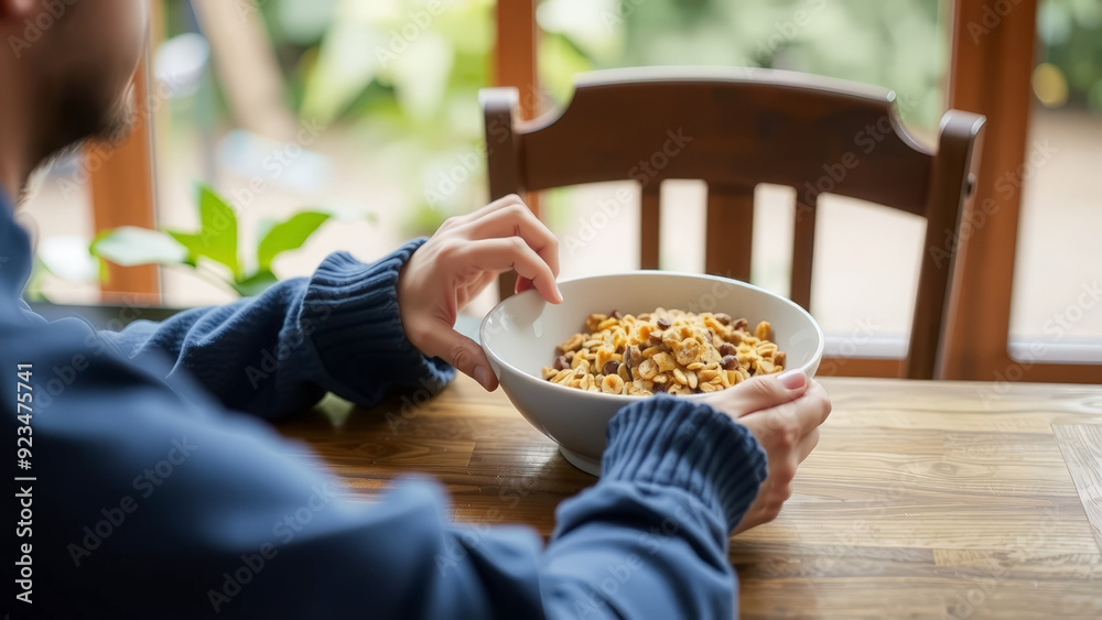 Wall mural child eating breakfast