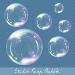 High-Detail Colored Soap Bubbles Vector for Large Format Printing