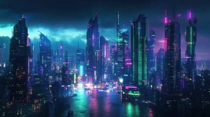 Fototapeta premium Neon Cityscape