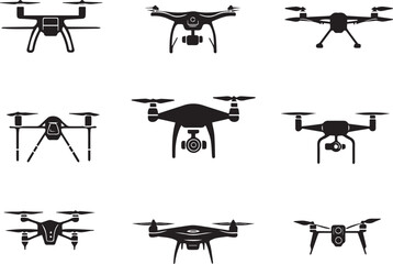 Set FPV Drone. Hand drawn vector illustration