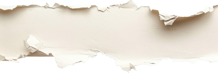 A ripped piece of white paper with a textured surface