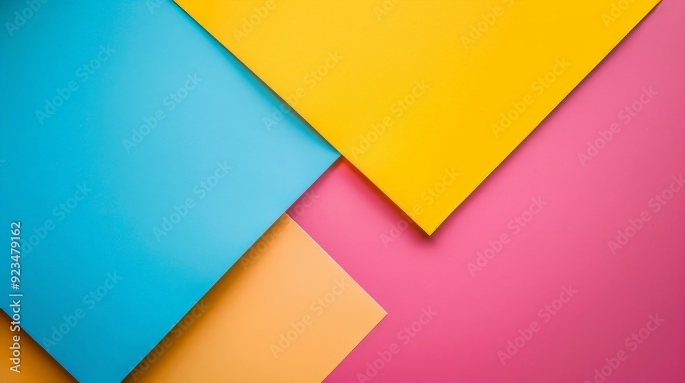 Poster a visually striking image featuring an arrangement of colored papers in geometric shapes, showcasing