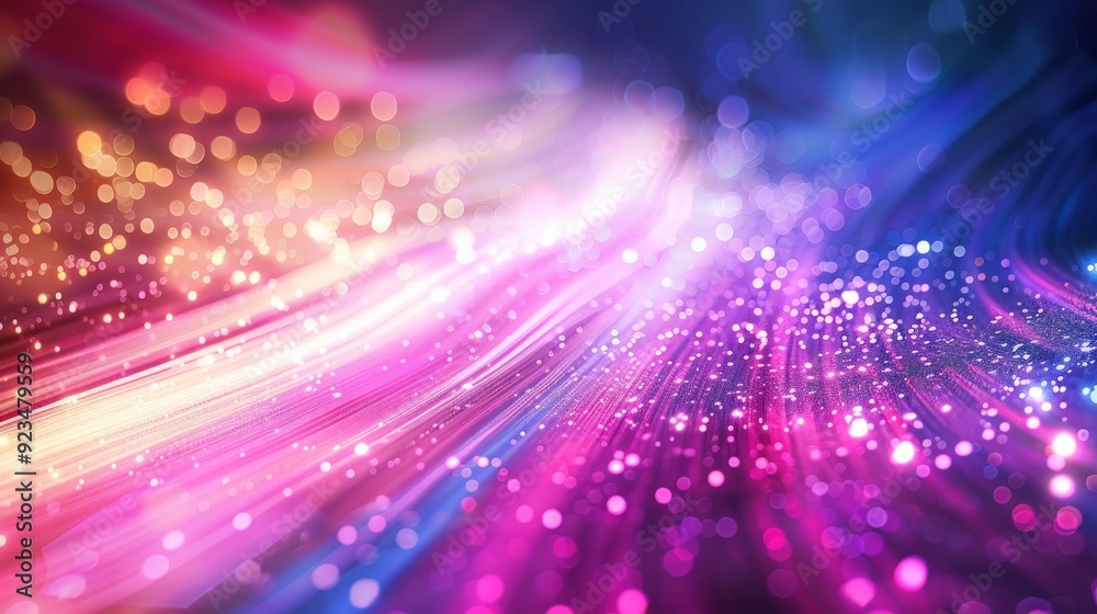 Aufkleber This image showcases abstract flowing lines with a colorful bokeh effect and sparkles, evoking a sense of movement, fantasy, and magical atmosphere in a mesmerizing display.