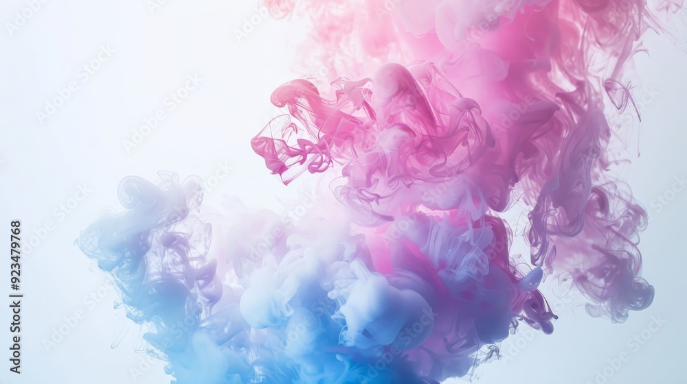 Aufkleber a colorful abstract photograph showing vibrant pink, blue, and purple inks swirling and blending int