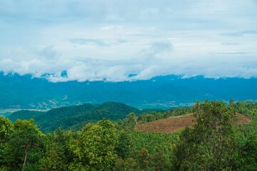 Fototapeta premium The sky is cloudy and the mountains are in the background