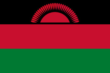 The official national flag of the Malawi. Flag of the Republic of Malawi. Flag day. Correct proportions and colors. Vector illustration