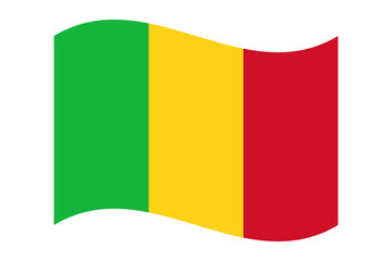 Wavy flag of Mali, isolated on transparent background. Flag of the Republic of Mali. Vector illustration