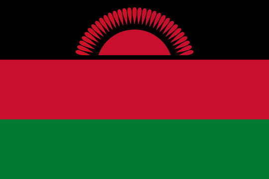 The official national flag of the Malawi. Flag of the Republic of Malawi. Flag day. Correct proportions and colors. Vector illustration - Powered by Adobe