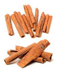 Cinnamon on a white background