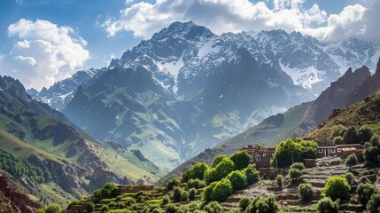 Capture the stunning view of Toubkal National Park, with its towering mountains and lush valleys