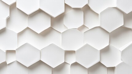 Fototapeta premium Hexagon-inspired abstract design with a focus on texture and geometric symmetry, forming a detailed honeycomb pattern on a white canvas, highlighting structural aesthetics