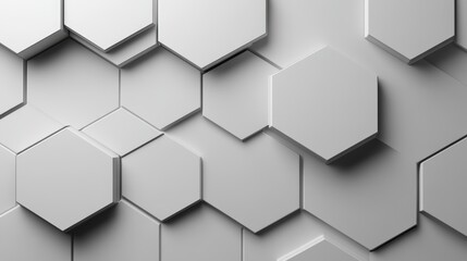 Hexagonal pattern with grey gradients, minimalist and clean design, smooth and polished texture, modern aesthetic