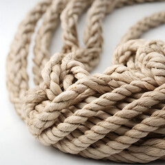 Round Curled Rope With White Background generative AI